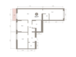 Продается 3-комнатная квартира ЖК Кварталы Драверта, дом 6, 92.03  м², 14260000 рублей