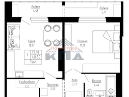 Продается 1-комнатная квартира ЖК На Омской, 53.3  м², 7755000 рублей