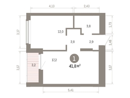 Продается 1-комнатная квартира ЖК Кварталы Драверта, дом 6, 41.84  м&sup2;, 8110000 рублей