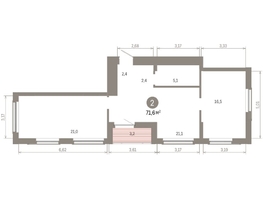 Продается 2-комнатная квартира ЖК Кварталы Драверта, дом 6, 71.56  м&sup2;, 11670000 рублей