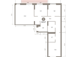 Продается 3-комнатная квартира ЖК Кварталы Драверта, дом 3, 95.53  м&sup2;, 15370000 рублей