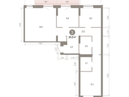Продается 3-комнатная квартира ЖК Кварталы Драверта, дом 3, 95.53  м&sup2;, 15520000 рублей