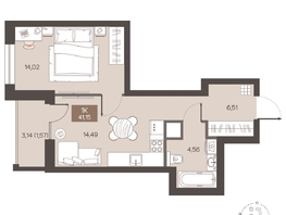 Продается 1-комнатная квартира ЖК Заря на Завертяева, 41.15  м&sup2;, 6120000 рублей