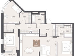 Продается 3-комнатная квартира ЖК ЦЕНТР-ПАРК на Волочаевской, 109.83  м&sup2;, 24160000 рублей