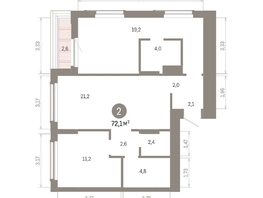 Продается 2-комнатная квартира ЖК Кварталы Драверта, дом 6, 72.05  м&sup2;, 13240000 рублей
