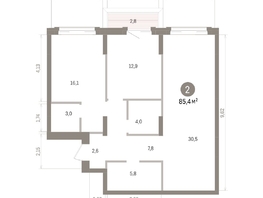 Продается 2-комнатная квартира ЖК Кварталы Драверта, дом 4, 85.37  м&sup2;, 13090000 рублей