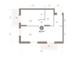 Продается 1-комнатная квартира ЖК Кварталы Драверта, дом 4, 61.99  м&sup2;, 10540000 рублей