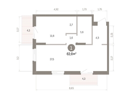 Продается 1-комнатная квартира ЖК Кварталы Драверта, дом 4, 61.99  м&sup2;, 10440000 рублей