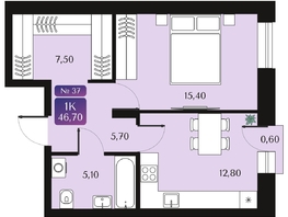 Продается 1-комнатная квартира ЖК Северное Сияние Премиум, 46.7  м&sup2;, 9150000 рублей