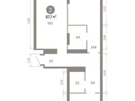 Продается 2-комнатная квартира ЖК Кварталы Драверта, дом 3, 67.68  м&sup2;, 10980000 рублей