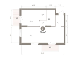 Продается 1-комнатная квартира ЖК Кварталы Драверта, дом 4, 61.99  м&sup2;, 10600000 рублей