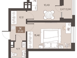 Продается 1-комнатная квартира ЖК Заря, дом 1.3, 37.42  м&sup2;, 5613000 рублей