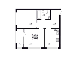 Продается 2-комнатная квартира ЖК ПАРК-квартал «Королёв», дом 1, 55.6  м&sup2;, 9174000 рублей