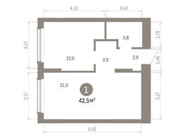 Продается 1-комнатная квартира ЖК Кварталы Драверта, дом 6, 42.53  м&sup2;, 8490000 рублей