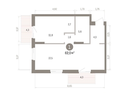 Продается 1-комнатная квартира ЖК Кварталы Драверта, дом 4, 61.99  м&sup2;, 10550000 рублей