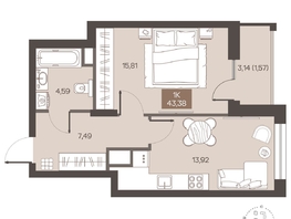 Продается 1-комнатная квартира ЖК Заря, дом 1.1, 43.38  м&sup2;, 6410000 рублей