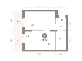Продается 1-комнатная квартира ЖК Кварталы Драверта, дом 4, 51.65  м&sup2;, 9330000 рублей