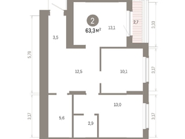 Продается 2-комнатная квартира ЖК Кварталы Драверта, дом 6, 63.27  м&sup2;, 11540000 рублей