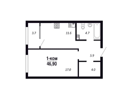 Продается 1-комнатная квартира ЖК ПАРК-квартал «Королёв», дом 6, 46.9  м&sup2;, 6097000 рублей