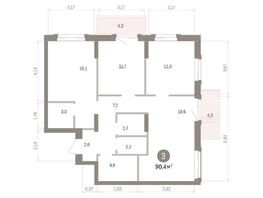 Продается 3-комнатная квартира ЖК Кварталы Драверта, дом 4, 90.37  м&sup2;, 15530000 рублей