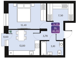 Продается 1-комнатная квартира ЖК Северное Сияние Премиум, 46.7  м&sup2;, 8765000 рублей
