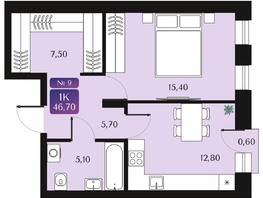 Продается 1-комнатная квартира ЖК Северное Сияние Премиум, 46.7  м&sup2;, 8520000 рублей