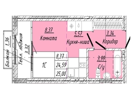 Продается 1-комнатная квартира  Дом на 2-й Дачной, 25  м&sup2;, 5908613 рублей