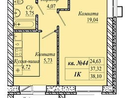 Продается 1-комнатная квартира ЖК Семиреченская, дом 3, 38.1  м&sup2;, 4191000 рублей