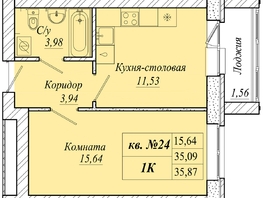 Продается 1-комнатная квартира ЖК Семиреченская, дом 1, 35.87  м&sup2;, 4125050 рублей