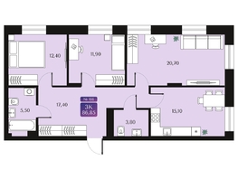 Продается 3-комнатная квартира ЖК Северное Сияние Премиум, 86.85  м&sup2;, 12440000 рублей