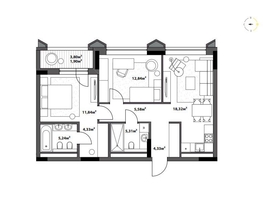 Продается 2-комнатная квартира ЖК Северное Сияние Бизнес, 69.69  м&sup2;, 14195000 рублей