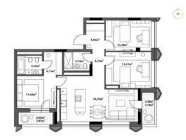 Продается 3-комнатная квартира ЖК Северное Сияние Бизнес, 95.89  м&sup2;,  рублей