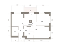 Продается 2-комнатная квартира ЖК Кварталы Драверта, дом 4, 64.58  м&sup2;, 11490000 рублей