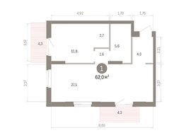 Продается 1-комнатная квартира ЖК Кварталы Драверта, дом 4, 61.99  м&sup2;, 10500000 рублей