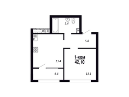 Продается 1-комнатная квартира ЖК ПАРК-квартал «Королёв», дом 6, 42.1  м&sup2;, 6104500 рублей