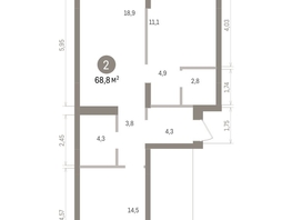 Продается 2-комнатная квартира ЖК Кварталы Драверта, дом 4, 68.84  м&sup2;, 12730000 рублей