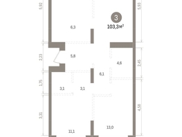Продается 3-комнатная квартира ЖК Кварталы Драверта, дом 4, 103.29  м&sup2;, 15360000 рублей
