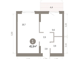 Продается 1-комнатная квартира ЖК Кварталы Драверта, дом 4, 41.91  м&sup2;, 7940000 рублей