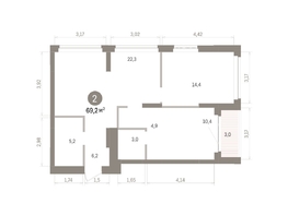 Продается 2-комнатная квартира ЖК Кварталы Драверта, дом 5, 69.15  м&sup2;, 11350000 рублей