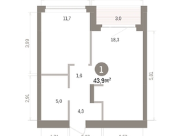 Продается 1-комнатная квартира ЖК Кварталы Драверта, дом 5, 43.88  м&sup2;, 8540000 рублей