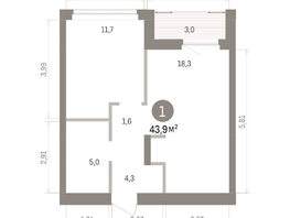 Продается 1-комнатная квартира ЖК Кварталы Драверта, дом 5, 43.88  м&sup2;, 9050000 рублей