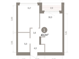 Продается 1-комнатная квартира ЖК Кварталы Драверта, дом 5, 43.19  м&sup2;, 8390000 рублей
