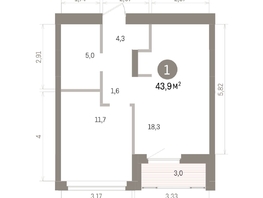 Продается 1-комнатная квартира ЖК Кварталы Драверта, дом 5, 43.89  м&sup2;, 8710000 рублей