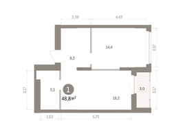 Продается 1-комнатная квартира ЖК Кварталы Драверта, дом 5, 48.83  м&sup2;, 9670000 рублей