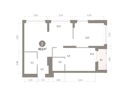 Продается 2-комнатная квартира ЖК Кварталы Драверта, дом 5, 69.13  м&sup2;, 12980000 рублей
