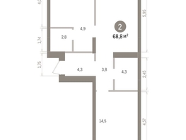 Продается 2-комнатная квартира ЖК Кварталы Драверта, дом 4, 68.84  м&sup2;, 11900000 рублей