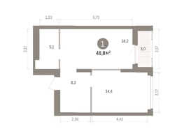 Продается 1-комнатная квартира ЖК Кварталы Драверта, дом 5, 48.83  м&sup2;, 9230000 рублей