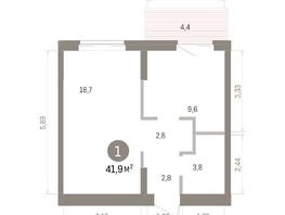 Продается 1-комнатная квартира ЖК Кварталы Драверта, дом 4, 41.91  м&sup2;, 8110000 рублей