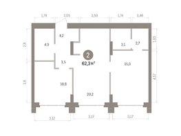 Продается 2-комнатная квартира ЖК Кварталы Драверта, дом 5, 62.33  м&sup2;, 12080000 рублей