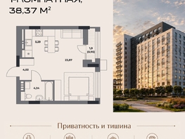 Продается 1-комнатная квартира ЖК Клубный дом на Пушкина, 38.37  м&sup2;, 9593000 рублей